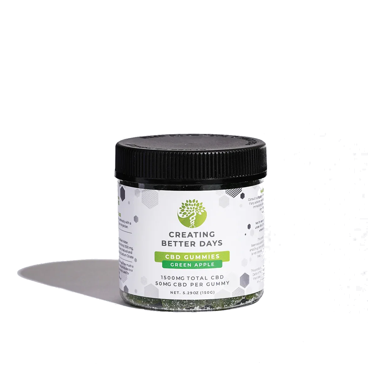 Creating Better Days 1500MG Apple CBD Gummies (Fat-Free & Vegan)